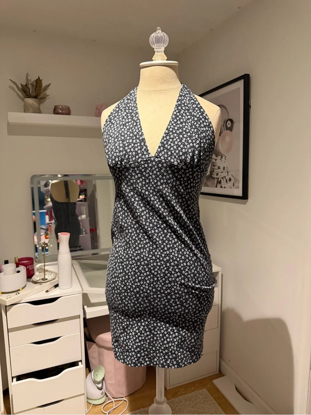 forever 21 floral black dress Mini Halter Bodysuit Size:24 months